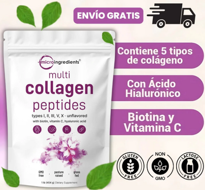 🧬 Multi Colágeno Hidrolizado Premium | Tipos I, II, III, V y X con Biotina y Ácido Hialurónico 🔥PROMOCION 50% DE DESCUENTO🔥