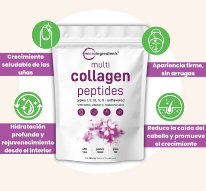 🧬 Multi Colágeno Hidrolizado Premium | Tipos I, II, III, V y X con Biotina y Ácido Hialurónico 🔥PROMOCION 50% DE DESCUENTO🔥