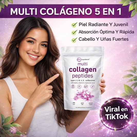🧬 Multi Colágeno Hidrolizado Premium | Tipos I, II, III, V y X con Biotina y Ácido Hialurónico 🔥PROMOCION 50% DE DESCUENTO🔥